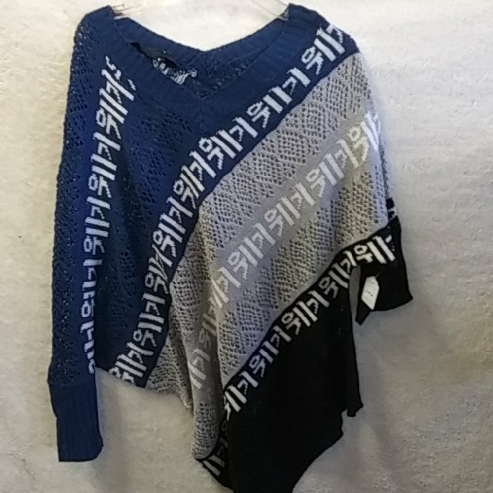 Women's sweater blue white black WT0009